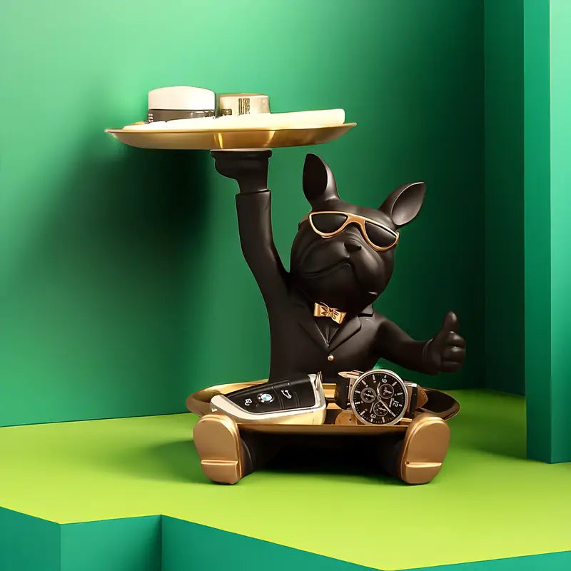 Charming Dog-Shaped Resin Decor with Dual Trays