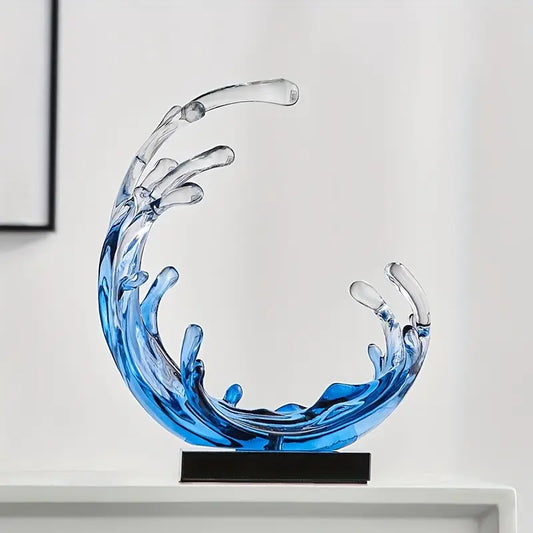 Blue Abstract Wave Sculpture