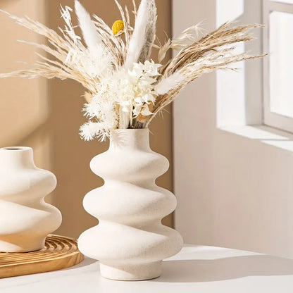 Modern Boho White Ceramic Vase