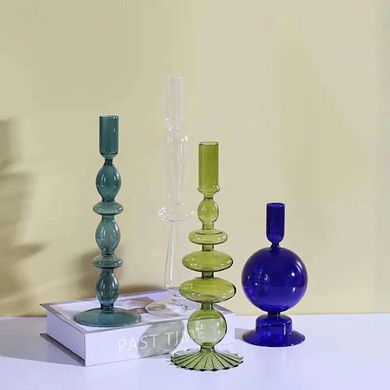 Creative And Minimalist Clear Glass Candle Holder Set