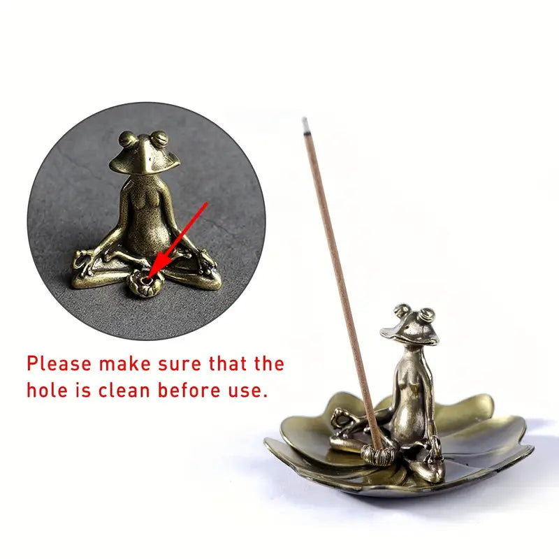 Meditation Frog Statue with Incense Holder and Ash Catcher