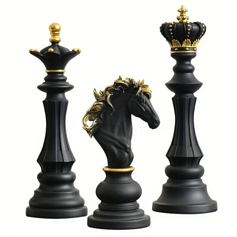 Black Golden Resin Chess Set