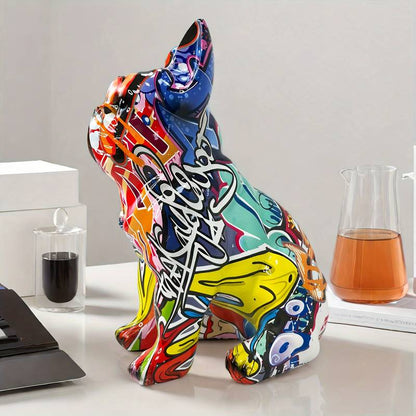 Colorful Graffiti French Bulldog Statue