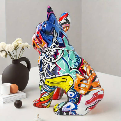 Colorful Graffiti French Bulldog Statue