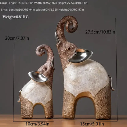 2-Piece Set Resin Elephant Statue