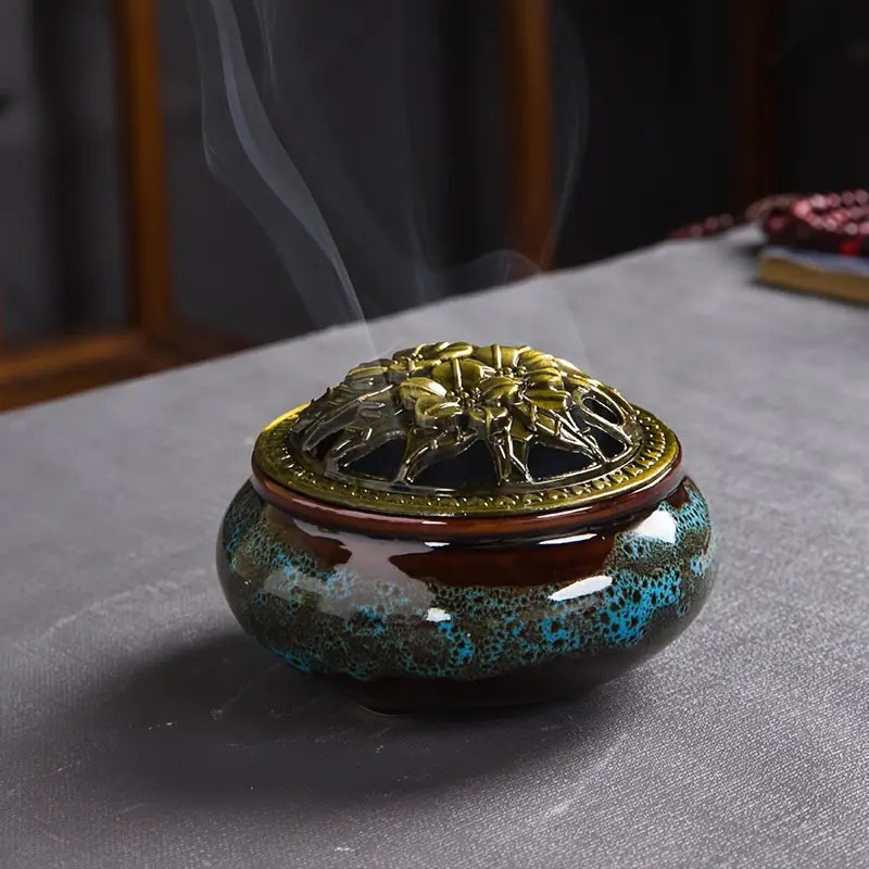 Kiln-changed ceramic incense burner